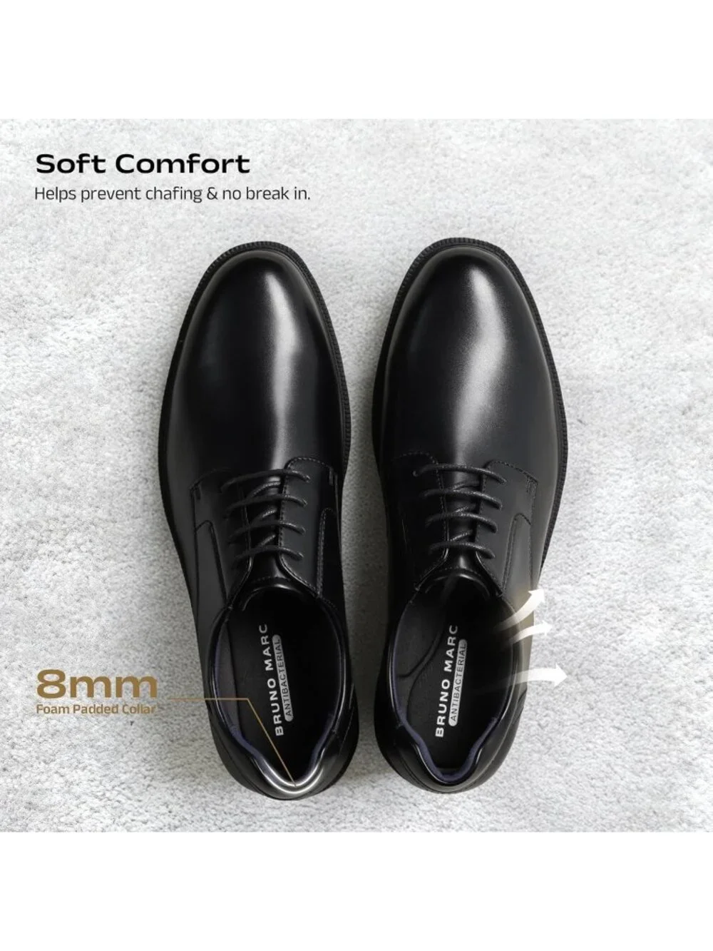 Men's Matte Black Patent Leather Anti-Slip Grooved Plain Toe Derby Tuxedo Shoes